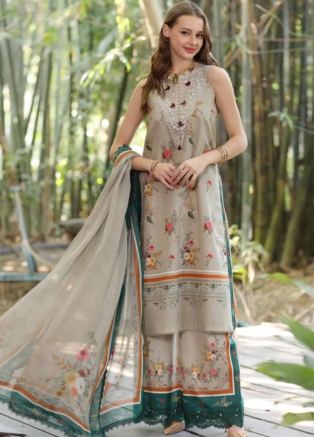 Noor by Saadia Asad Embroidered Lawn Suits Unstitched 3 Piece NSA25EP D4-A - Summer Collection