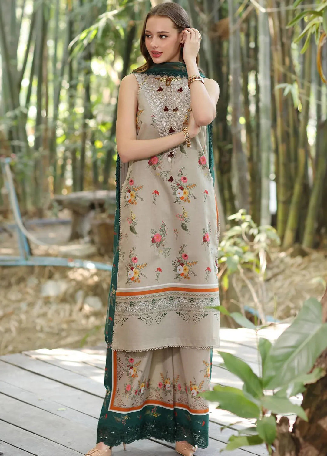 Noor by Saadia Asad Embroidered Lawn Suits Unstitched 3 Piece NSA25EP D4-A - Summer Collection