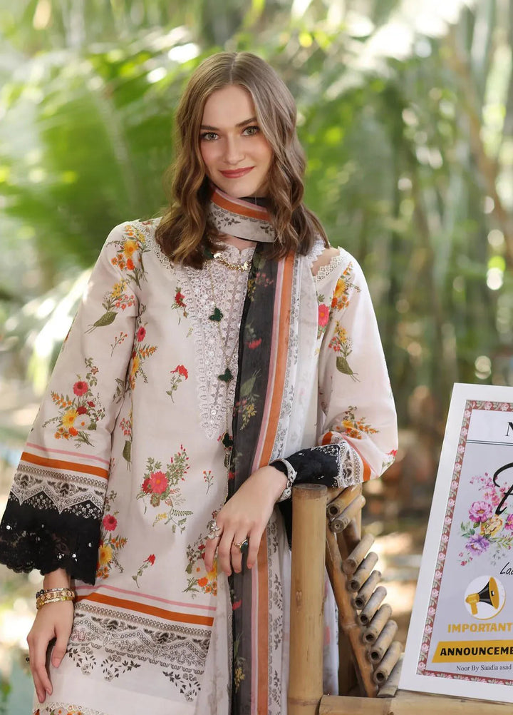 Noor by Saadia Asad Embroidered Lawn Suits Unstitched 3 Piece NSA25EP D4-B - Summer Collection