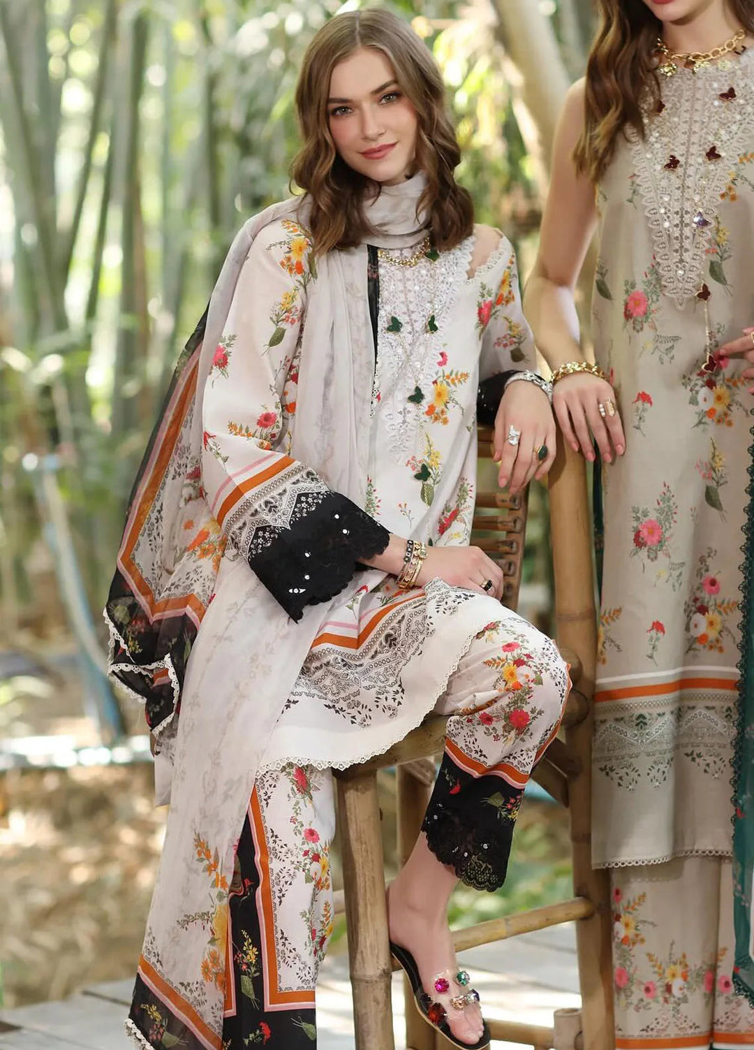 Noor by Saadia Asad Embroidered Lawn Suits Unstitched 3 Piece NSA25EP D4-B - Summer Collection