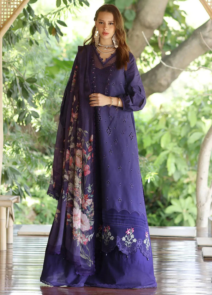 Noor by Saadia Asad Embroidered Lawn Suits Unstitched 3 Piece NSA25EP D7-B - Summer Collection