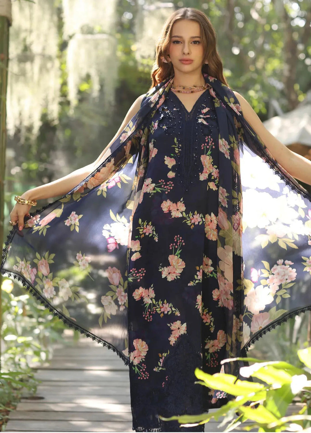 Noor by Saadia Asad Embroidered Lawn Suits Unstitched 3 Piece NSA25EP D8-B - Summer Collection