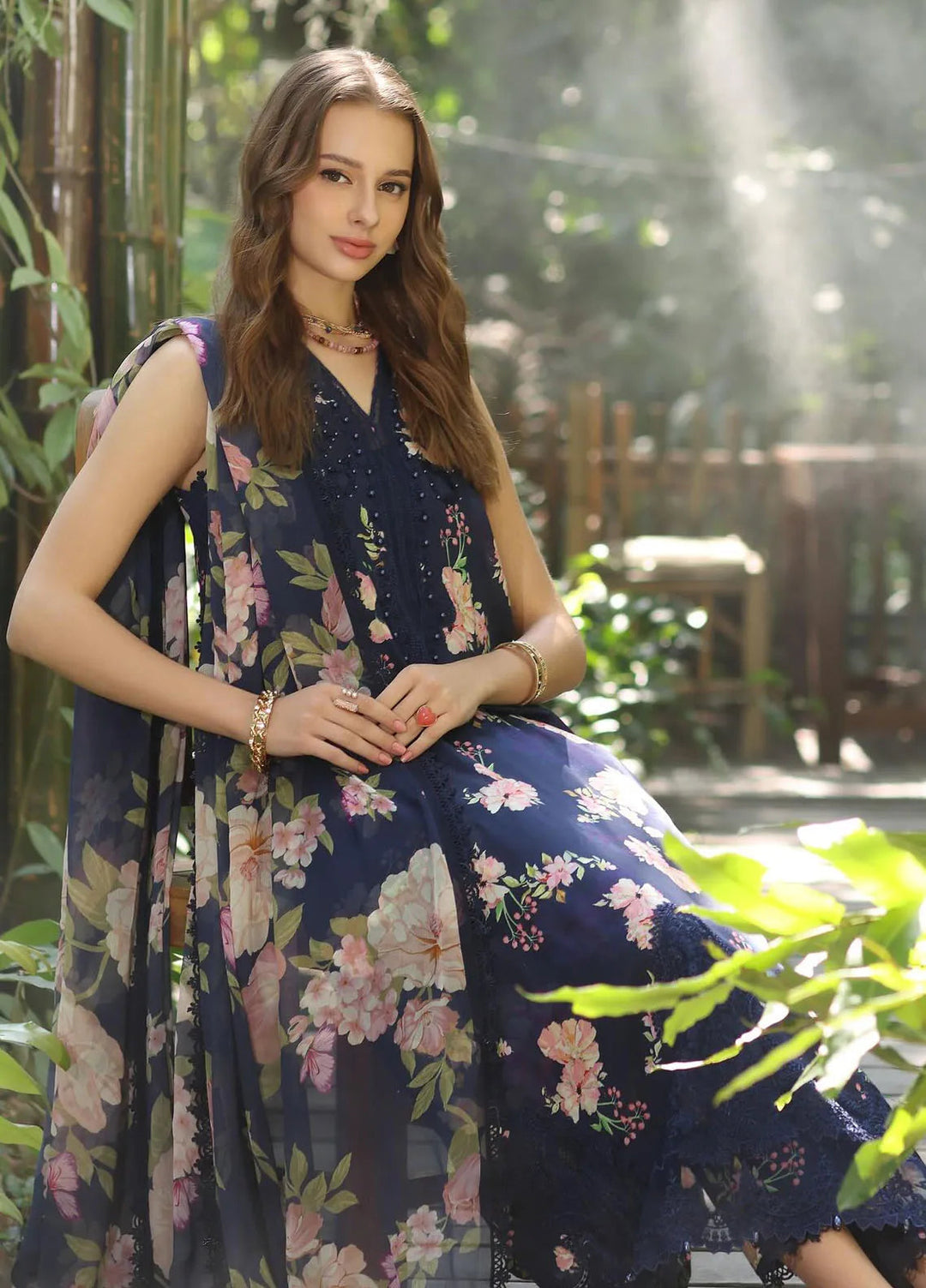 Noor by Saadia Asad Embroidered Lawn Suits Unstitched 3 Piece NSA25EP D8-B - Summer Collection