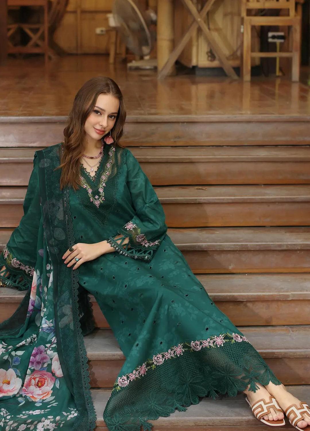 Noor by Saadia Asad Embroidered Lawn Suits Unstitched 3 Piece NSA25EP D9-B - Summer Collection