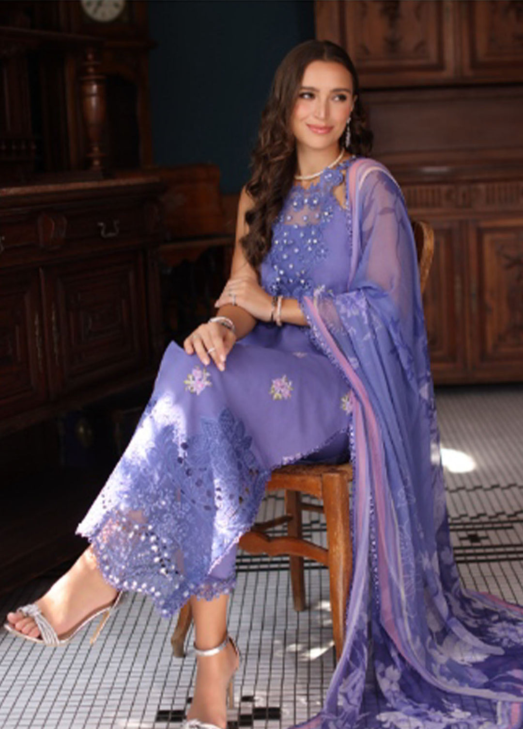 Noor by Saadia Asad Embroidered Lawn Suits Unstitched 3 Piece NSA25LS D-02 - Summer Collection