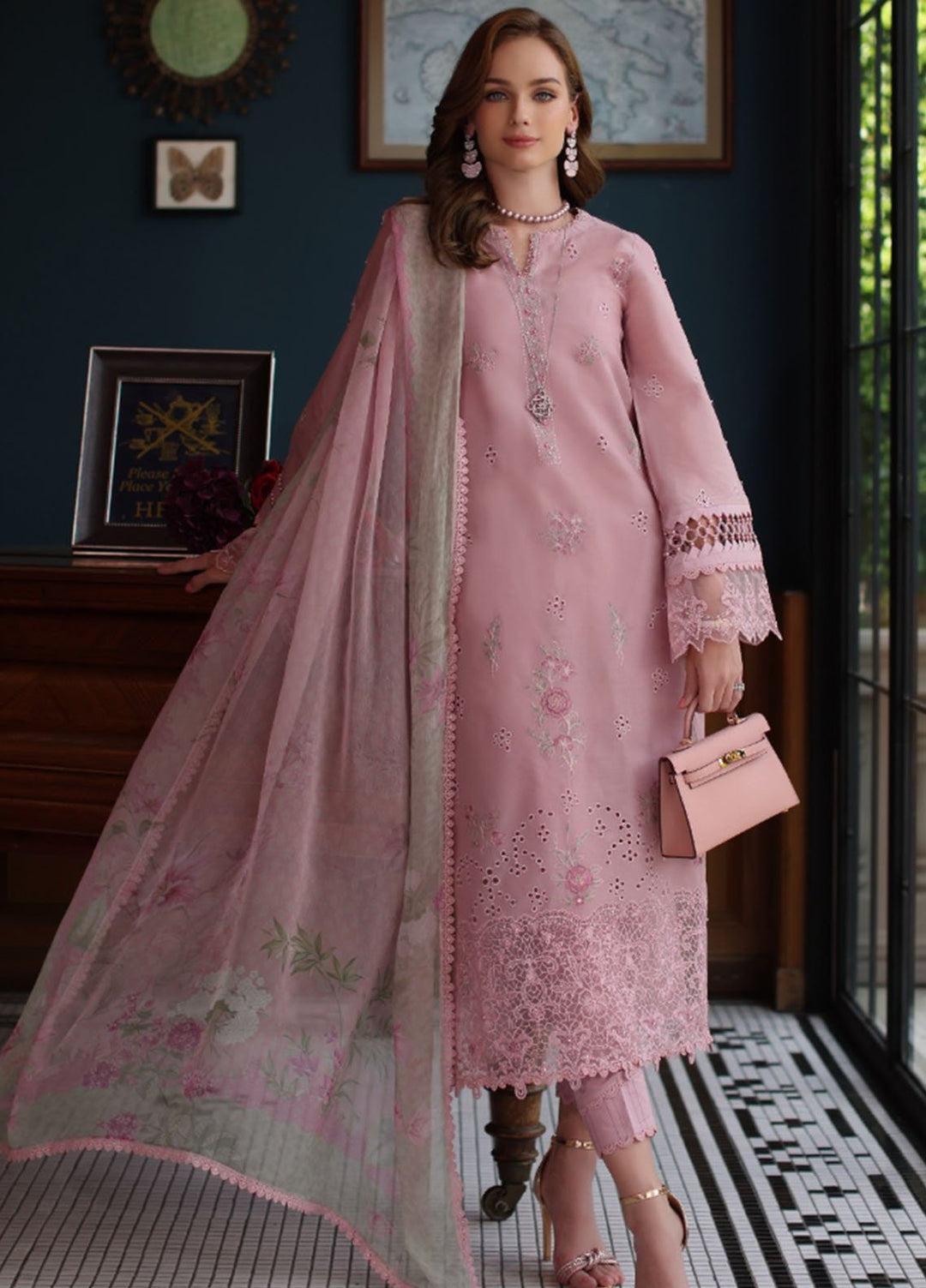 Noor by Saadia Asad Embroidered Lawn Suits Unstitched 3 Piece NSA25LS D-03 - Summer Collection