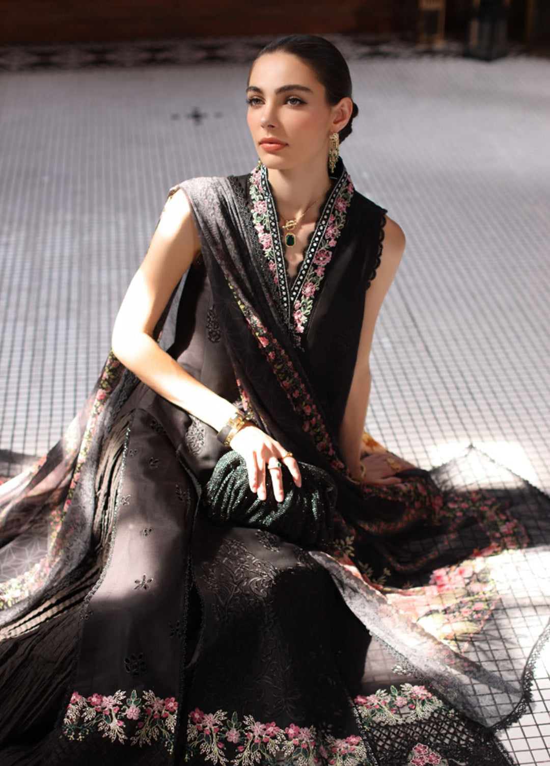 Noor by Saadia Asad Embroidered Lawn Suits Unstitched 3 Piece NSA25LS D-07 - Summer Collection