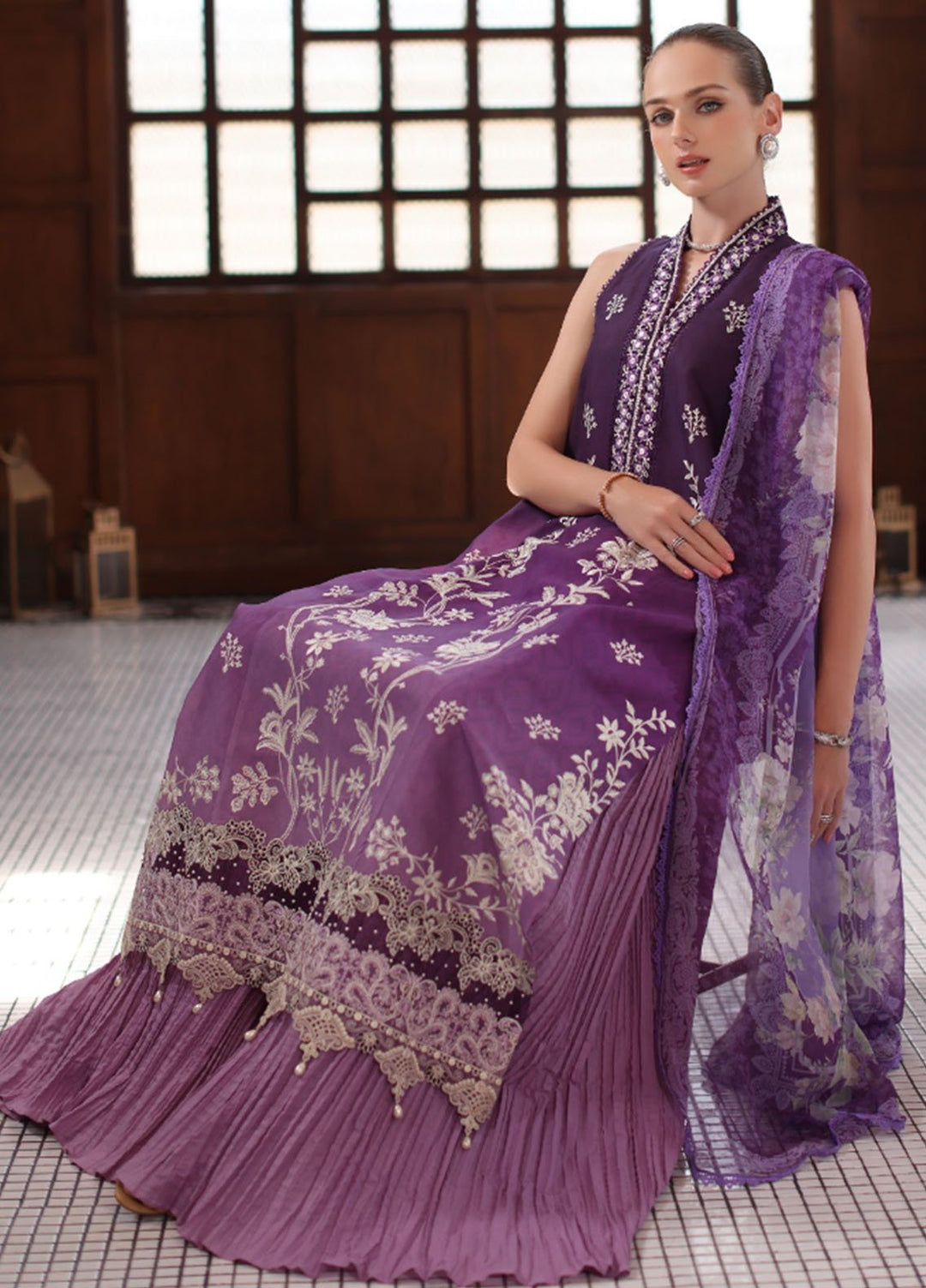 Noor by Saadia Asad Embroidered Lawn Suits Unstitched 3 Piece NSA25LS D-09 - Summer Collection