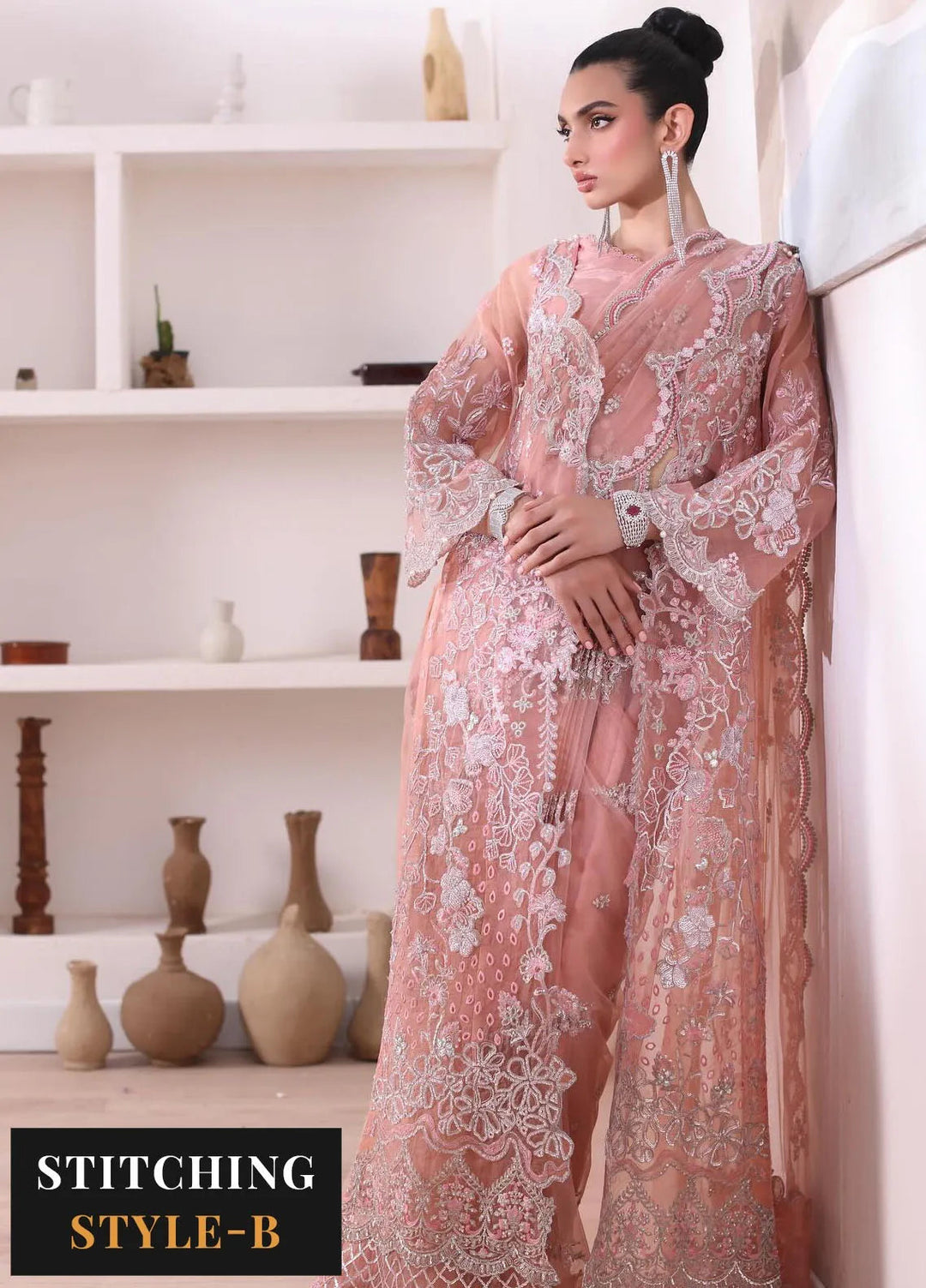 Noor By Saadia Asad Embroidered Organza Suit Unstitched 3 Piece NSA24CL D-06 Vera - Formal Collection