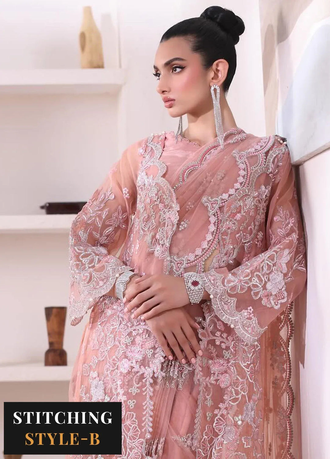 Noor By Saadia Asad Embroidered Organza Suit Unstitched 3 Piece NSA24CL D-06 Vera - Formal Collection