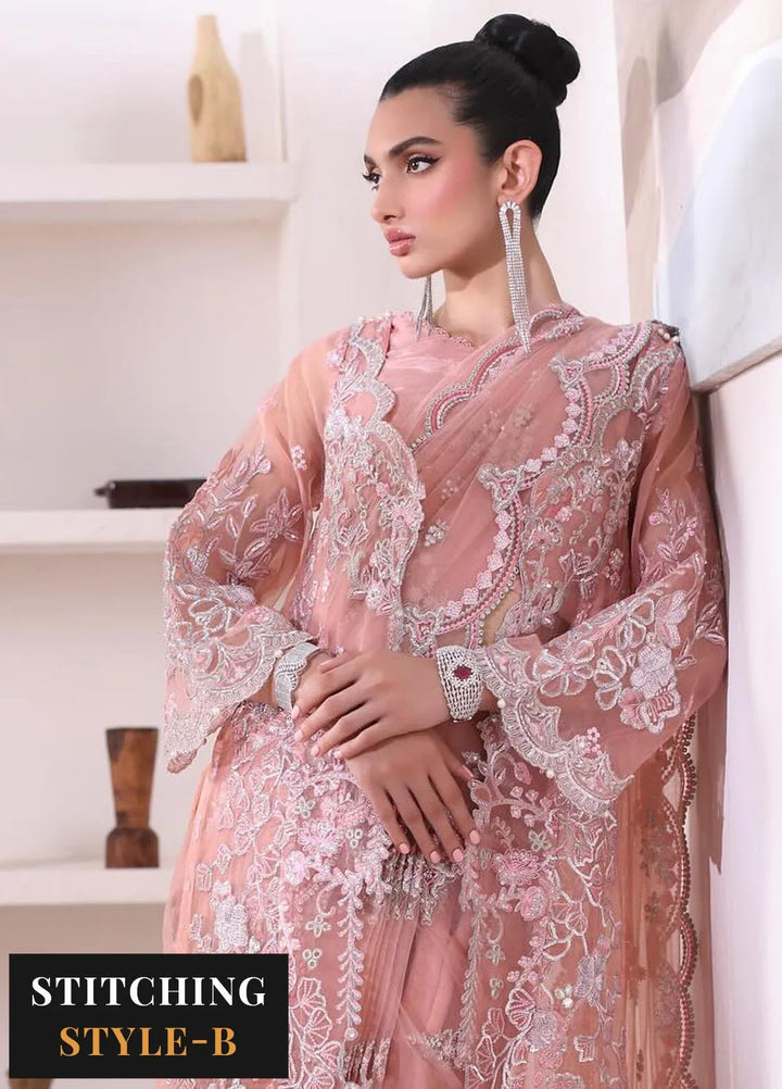 Noor By Saadia Asad Embroidered Organza Suit Unstitched 3 Piece NSA24CL D-06 Vera - Formal Collection