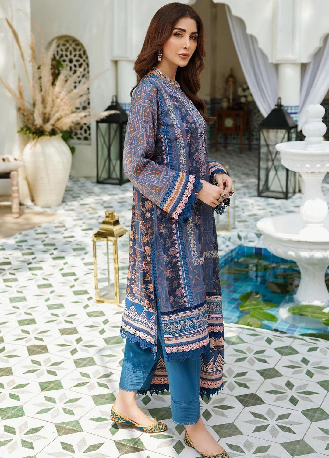 Noor By Saadia Asad Embroidered Linen Suits Unstitched 3 Piece NSA22W D2-B - Winter Collection