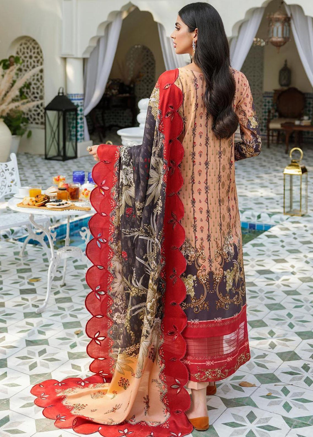 Noor By Saadia Asad Embroidered Linen Suits Unstitched 3 Piece NSA22W D4-B - Winter Collection