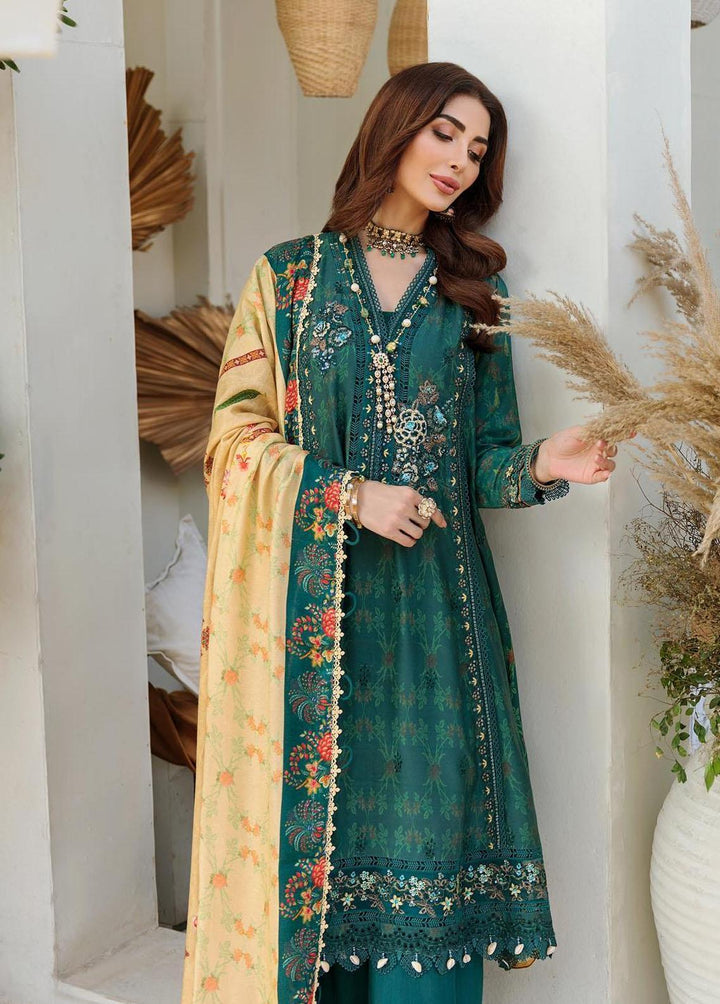 Noor By Saadia Asad Embroidered Linen Suits Unstitched 3 Piece NSA22W D6-B - Winter Collection