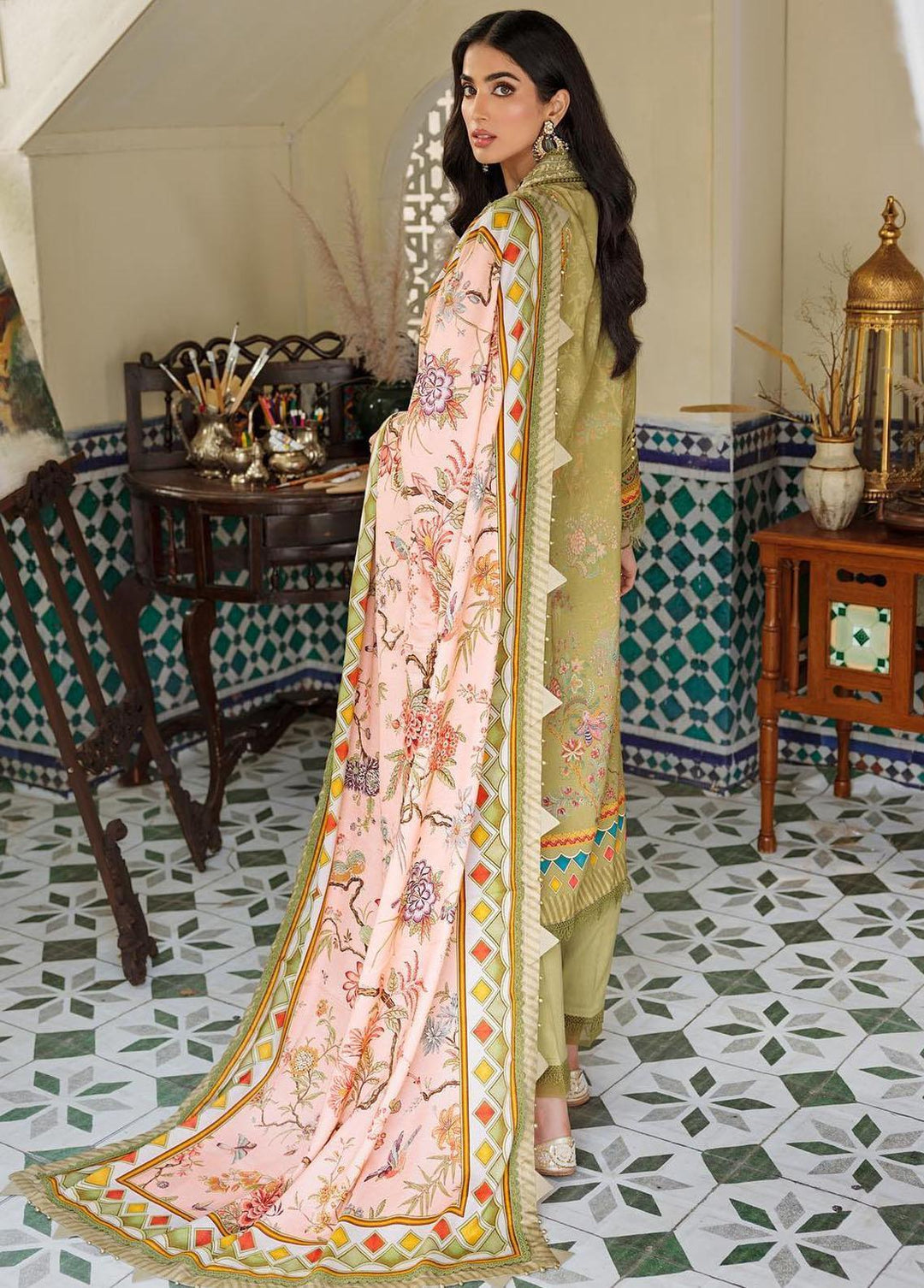 Noor By Saadia Asad Embroidered Linen Suits Unstitched 3 Piece NSA22W D7-B - Winter Collection