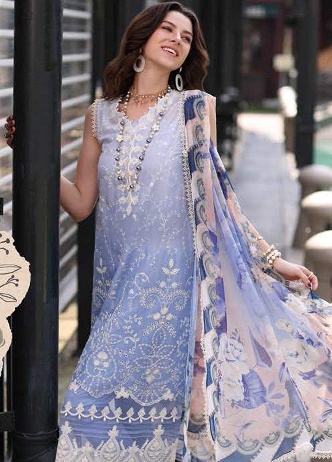 Noor by Saadia Asad Embroidered Lawn Suits Unstitched 3 Piece NSA23P D1-A - Luxury Collection