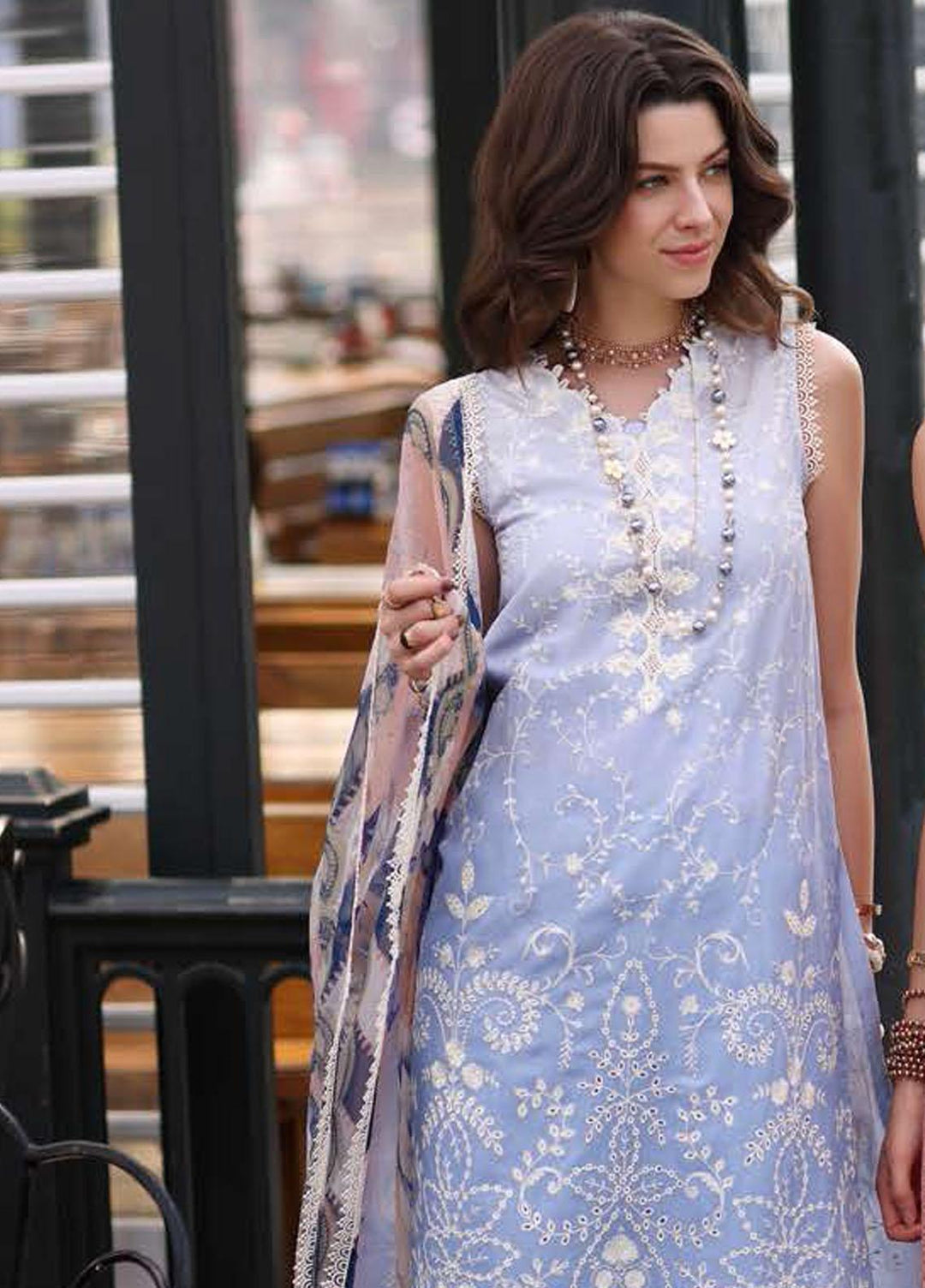 Noor by Saadia Asad Embroidered Lawn Suits Unstitched 3 Piece NSA23P D1-A - Luxury Collection