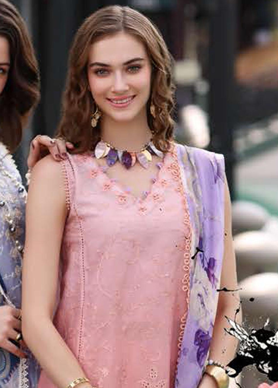 Noor by Saadia Asad Embroidered Lawn Suits Unstitched 3 Piece NSA23P D1-B - Luxury Collection