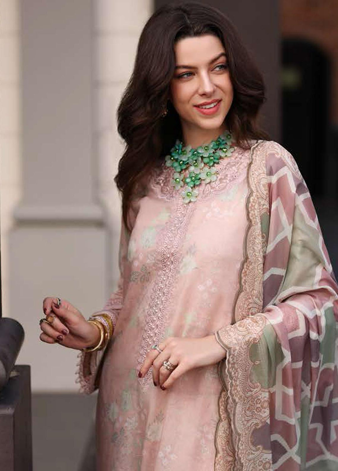 Noor by Saadia Asad Embroidered Lawn Suits Unstitched 3 Piece NSA23P D4-B - Luxury Collection