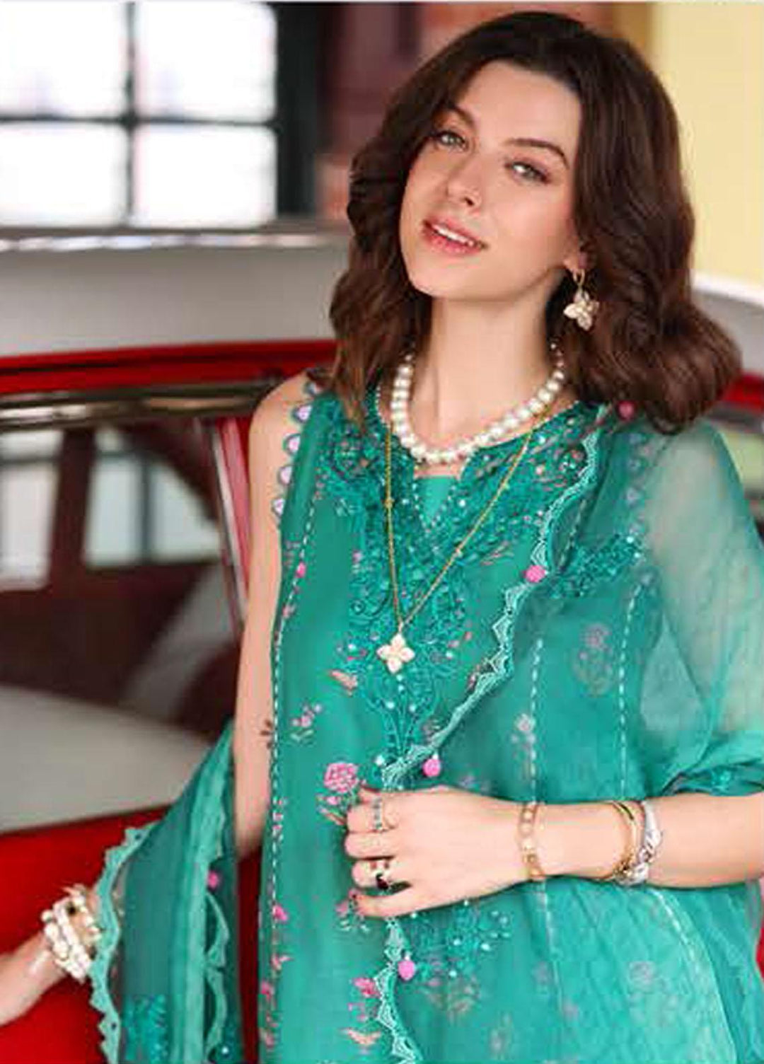 Noor by Saadia Asad Embroidered Lawn Suits Unstitched 3 Piece NSA23P D6-B - Luxury Collection