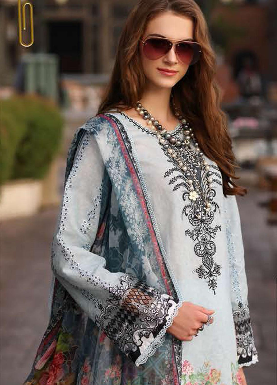 Noor by Saadia Asad Embroidered Lawn Suits Unstitched 3 Piece NSA23P D7-B - Luxury Collection