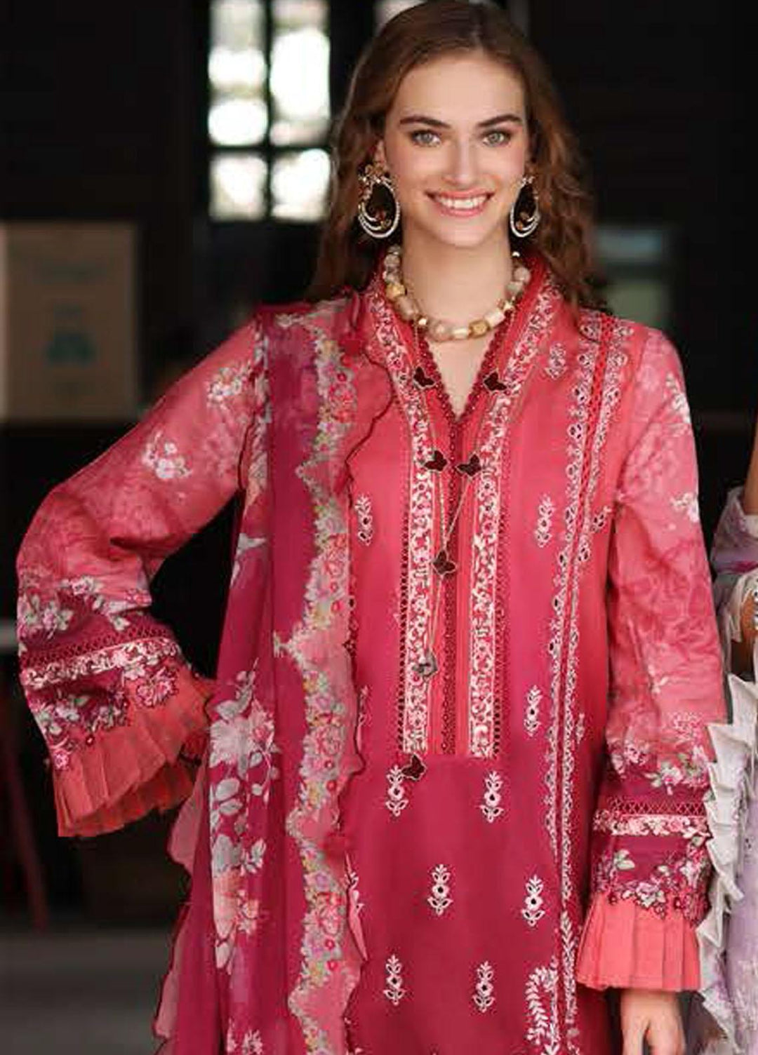 Noor by Saadia Asad Embroidered Lawn Suits Unstitched 3 Piece NSA23P D8-A - Luxury Collection