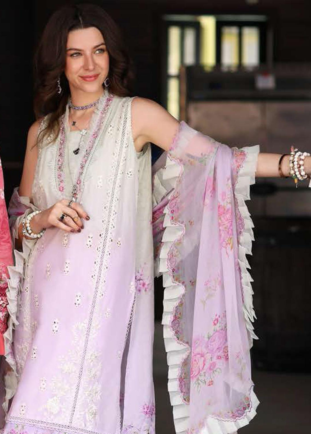 Noor by Saadia Asad Embroidered Lawn Suits Unstitched 3 Piece NSA23P D8-B - Luxury Collection