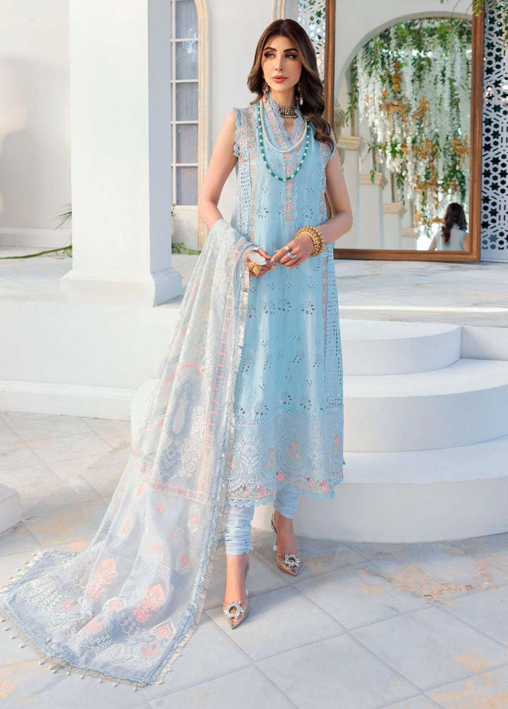 Noor By Saadia Asad Embroidered Lawn Suits Unstitched 3 Piece SA22CK D1-B - Luxury Collection