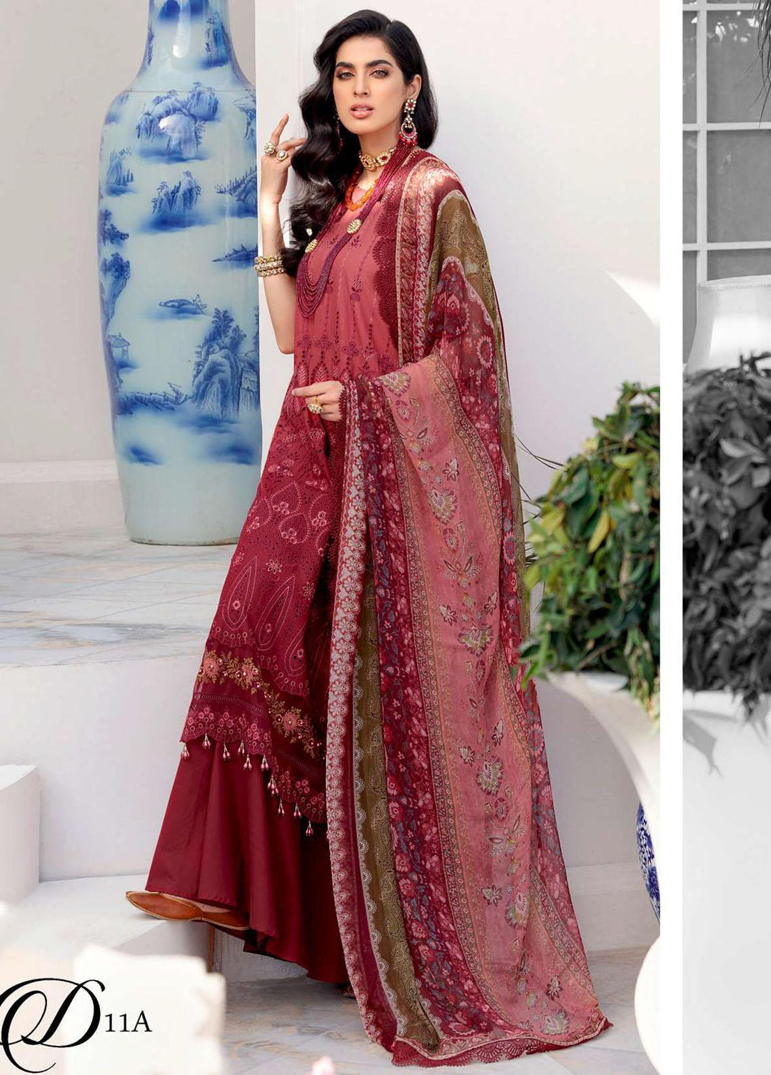 Noor By Saadia Asad Embroidered Lawn Suits Unstitched 3 Piece SA22CK D11-A - Luxury Collection