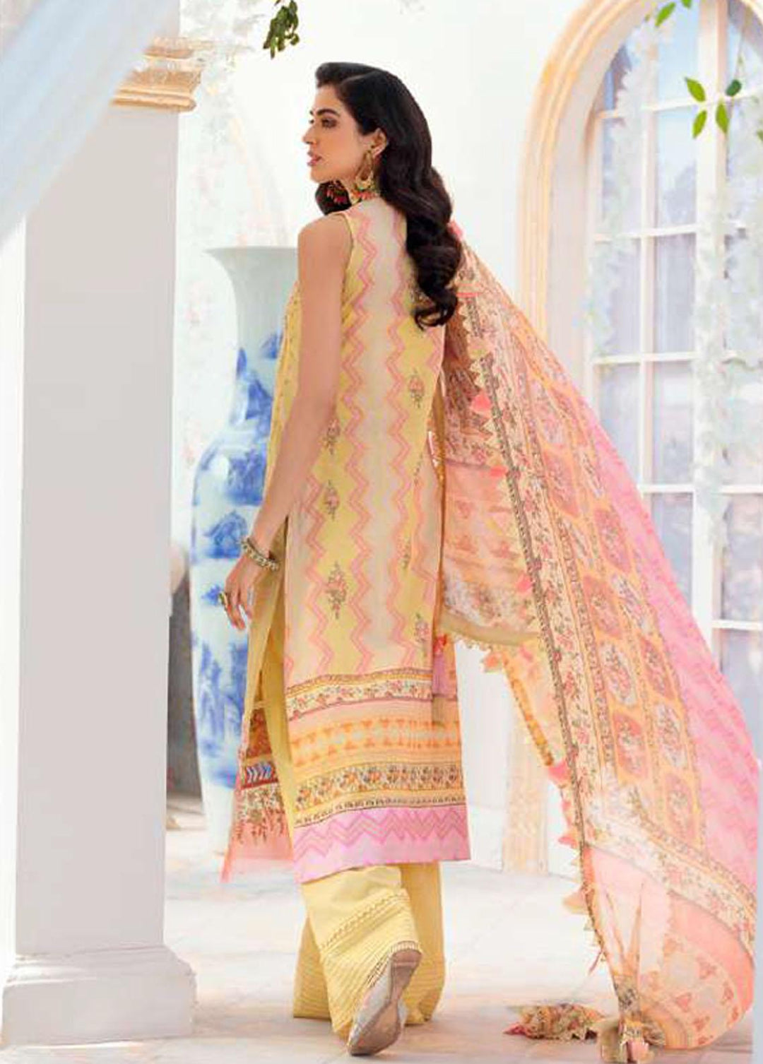 Noor By Saadia Asad Embroidered Lawn Suits Unstitched 3 Piece SA22CK D2-B - Luxury Collection
