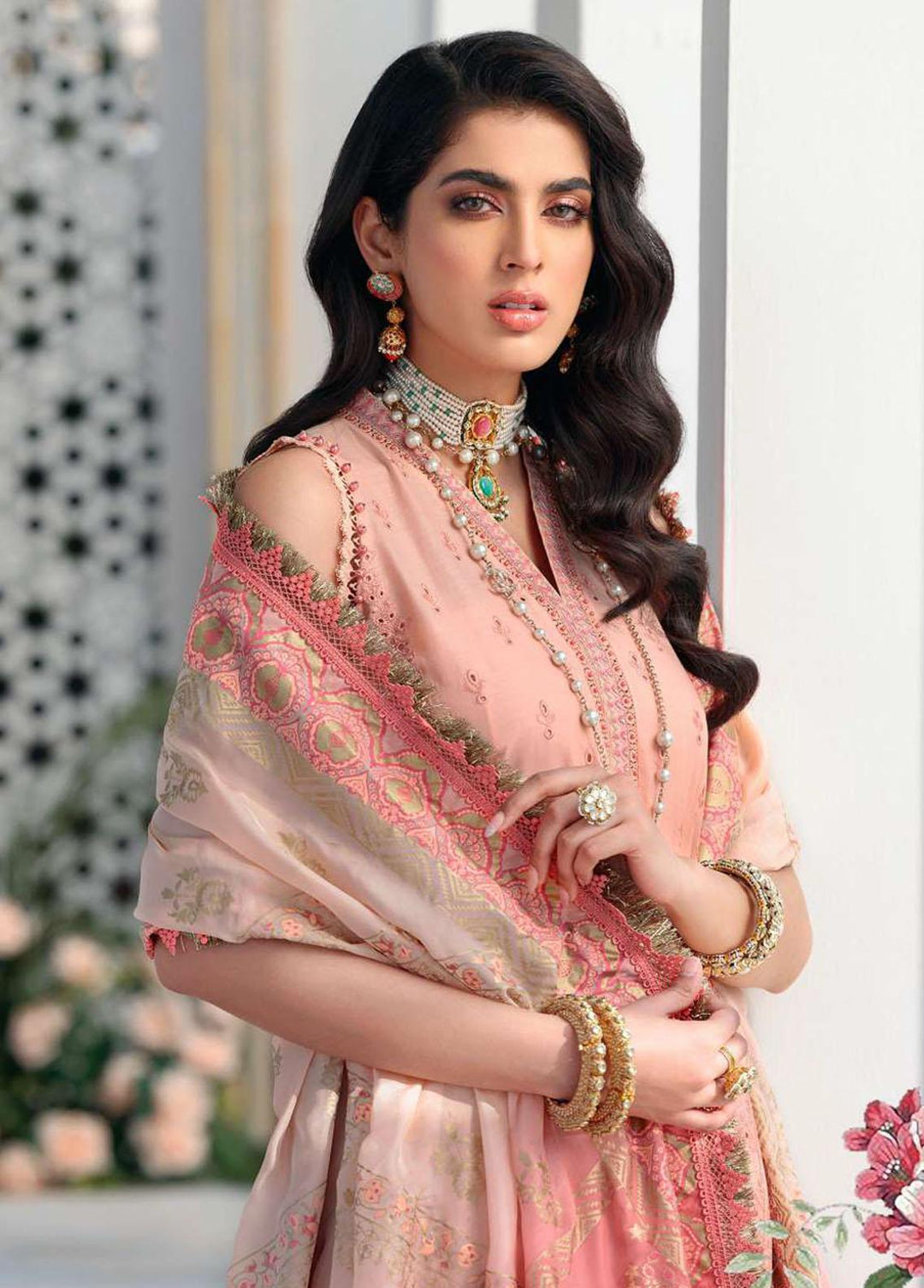 Noor By Saadia Asad Embroidered Lawn Suits Unstitched 3 Piece SA22CK D4-B - Luxury Collection