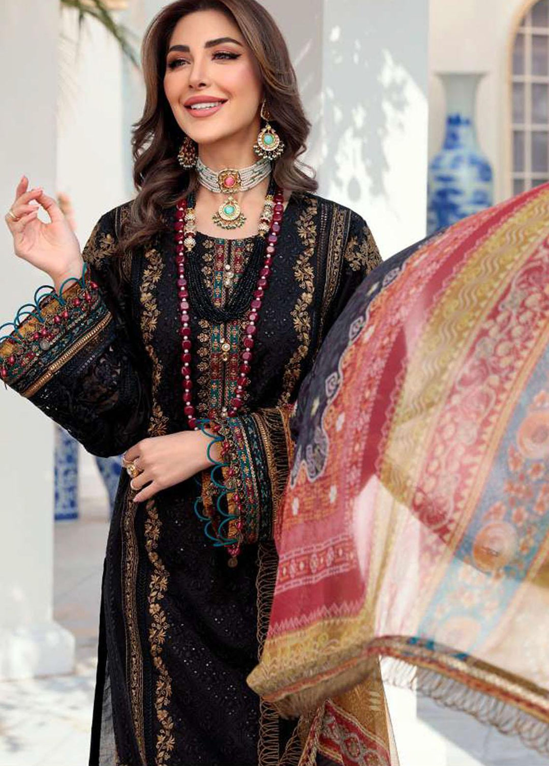 Noor By Saadia Asad Embroidered Lawn Suits Unstitched 3 Piece SA22CK D5-A - Luxury Collection