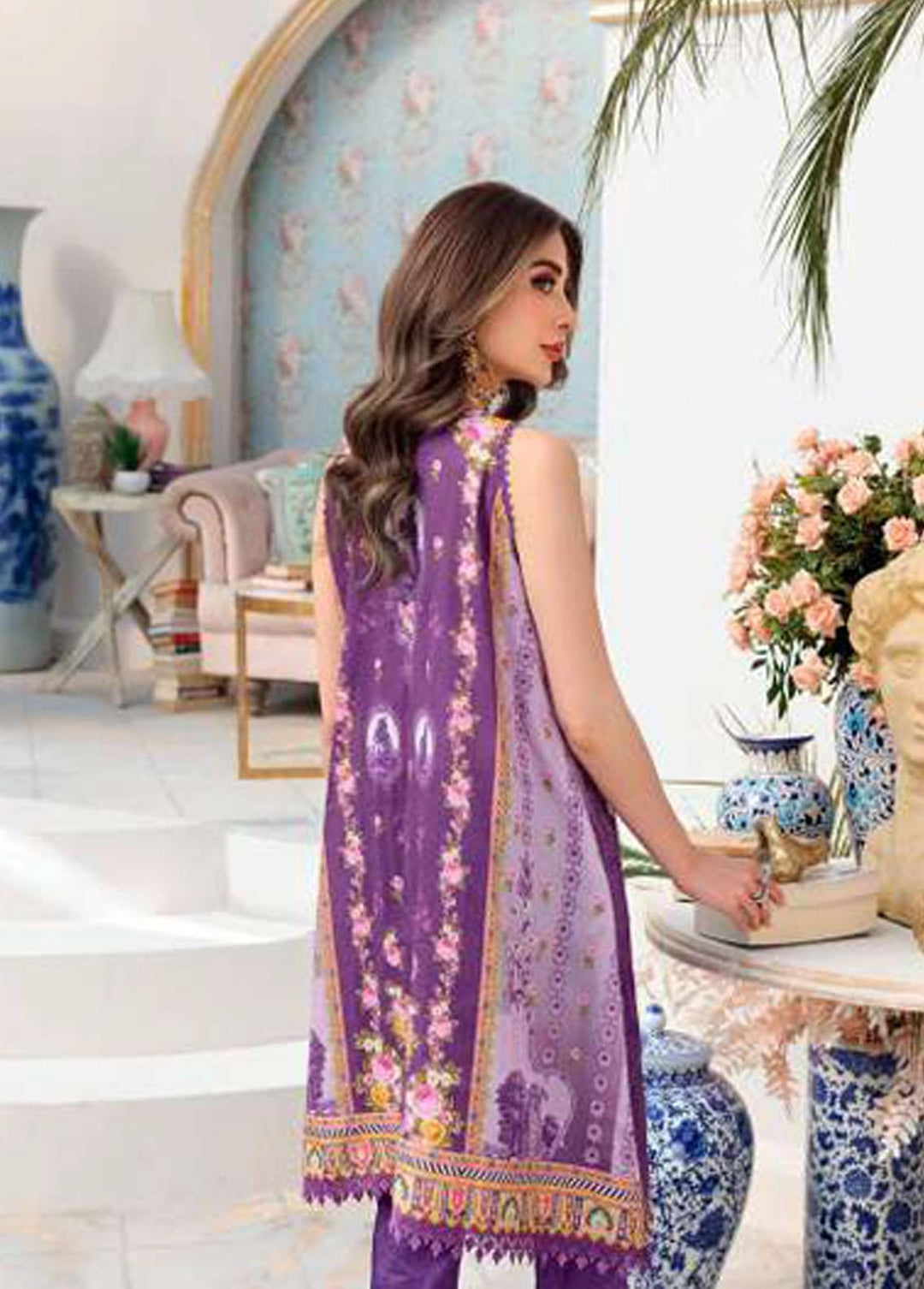 Noor By Saadia Asad Embroidered Lawn Suits Unstitched 3 Piece SA22CK D9-B - Luxury Collection