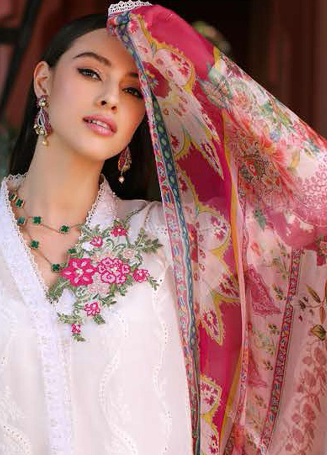 Noor By Saadia Asad Embroidered Chikankari Lawn Suits Unstitched 3 Piece NSA23LC D1-A - Luxury Lawn Collection