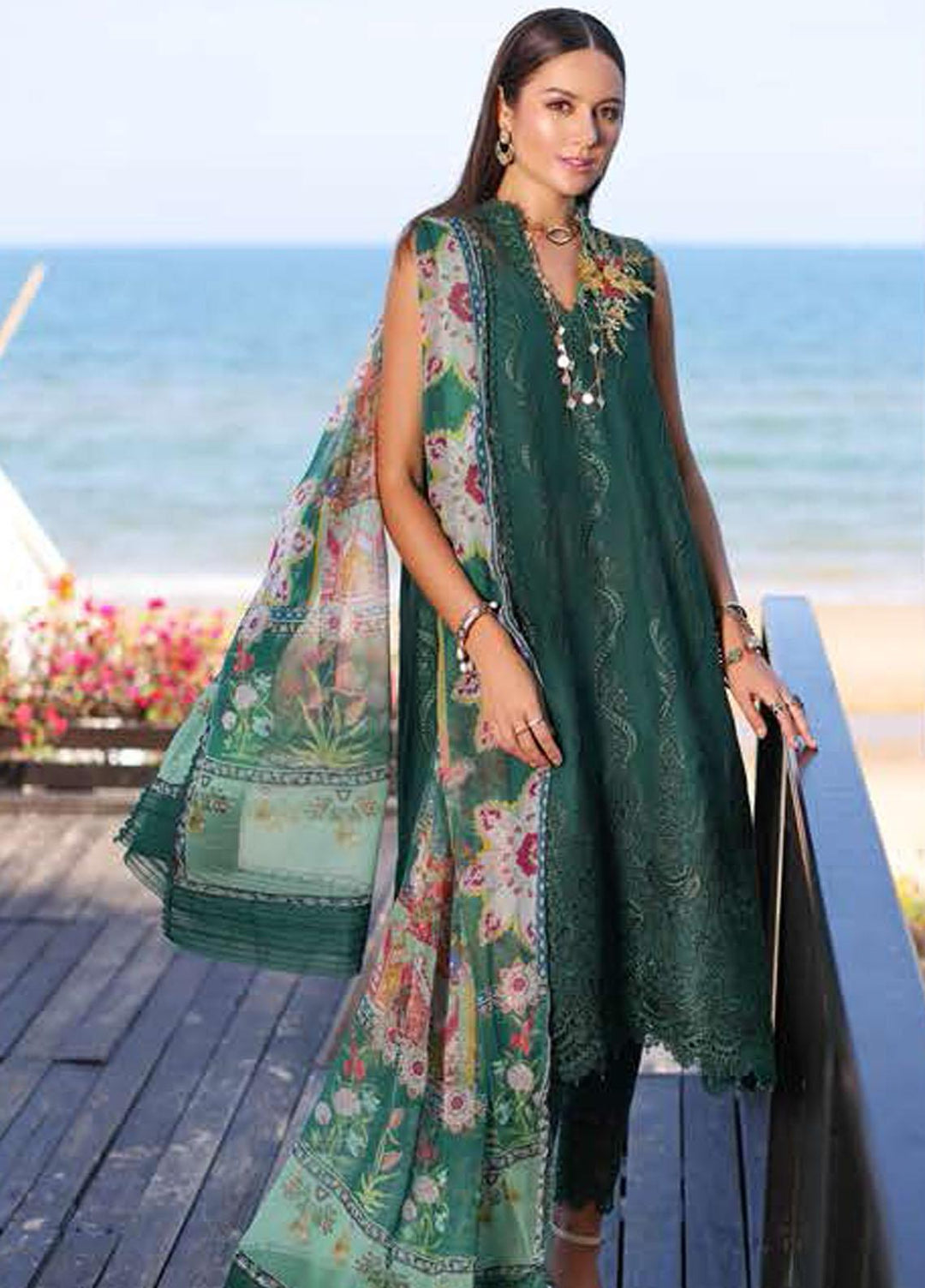 Noor By Saadia Asad Embroidered Chikankari Lawn Suits Unstitched 3 Piece NSA23LC D1-B - Luxury Lawn Collection