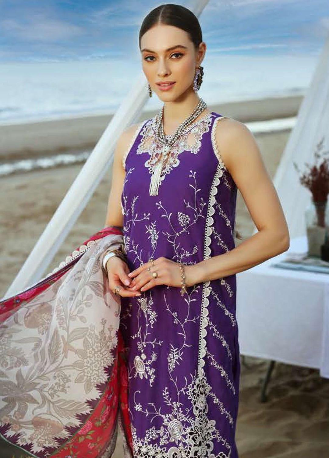 Noor By Saadia Asad Embroidered Chikankari Lawn Suits Unstitched 3 Piece NSA23LC D10-A - Luxury Lawn Collection