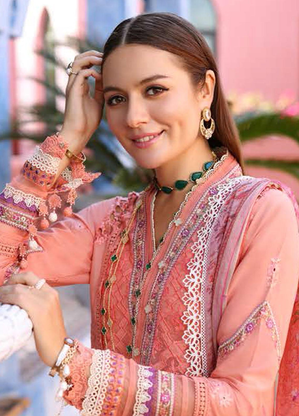 Noor By Saadia Asad Embroidered Chikankari Lawn Suits Unstitched 3 Piece NSA23LC D2-A - Luxury Lawn Collection