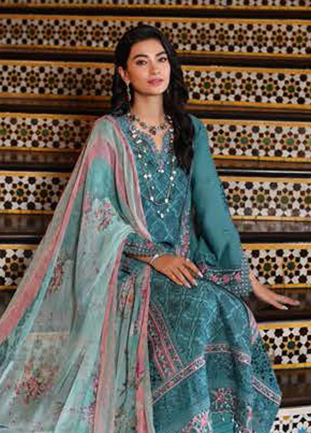 Noor By Saadia Asad Embroidered Chikankari Lawn Suits Unstitched 3 Piece NSA23LC D2-B - Luxury Lawn Collection