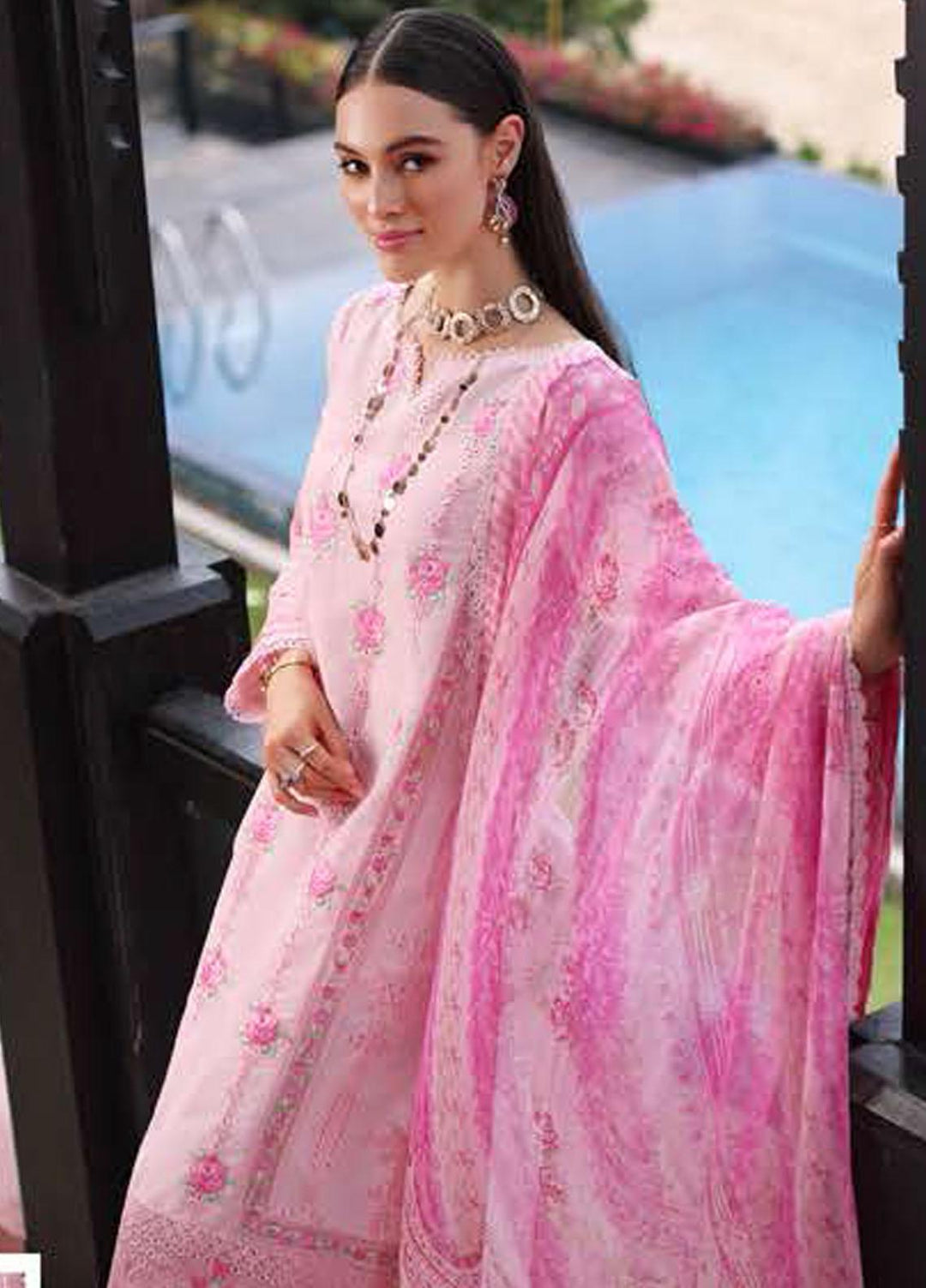 Noor By Saadia Asad Embroidered Chikankari Lawn Suits Unstitched 3 Piece NSA23LC D4-A - Luxury Lawn Collection