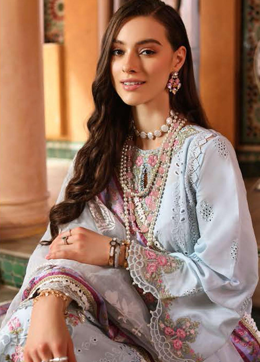 Noor By Saadia Asad Embroidered Chikankari Lawn Suits Unstitched 3 Piece NSA23LC D5-B - Luxury Lawn Collection