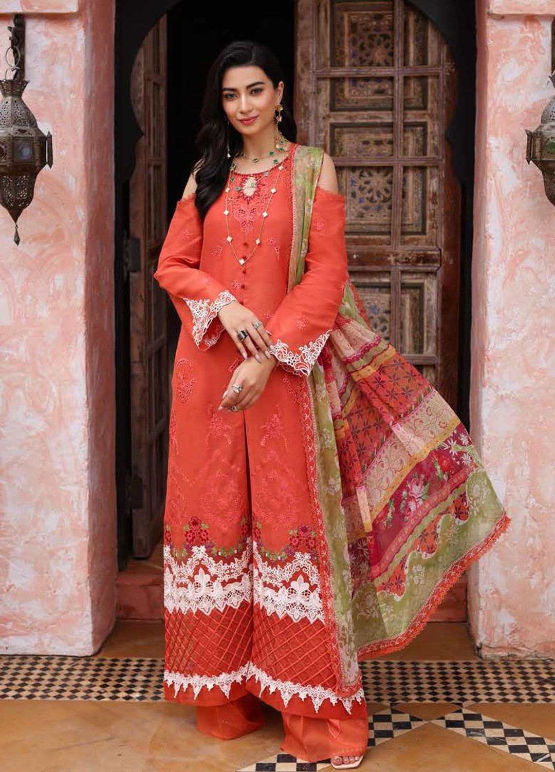 Noor By Saadia Asad Embroidered Chikankari Lawn Suits Unstitched 3 Piece NSA23LC D6-B - Luxury Lawn Collection