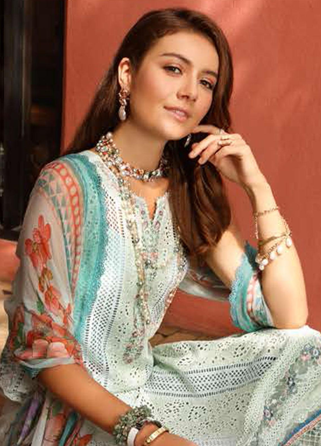 Noor By Saadia Asad Embroidered Chikankari Lawn Suits Unstitched 3 Piece NSA23LC D8-A - Luxury Lawn Collection