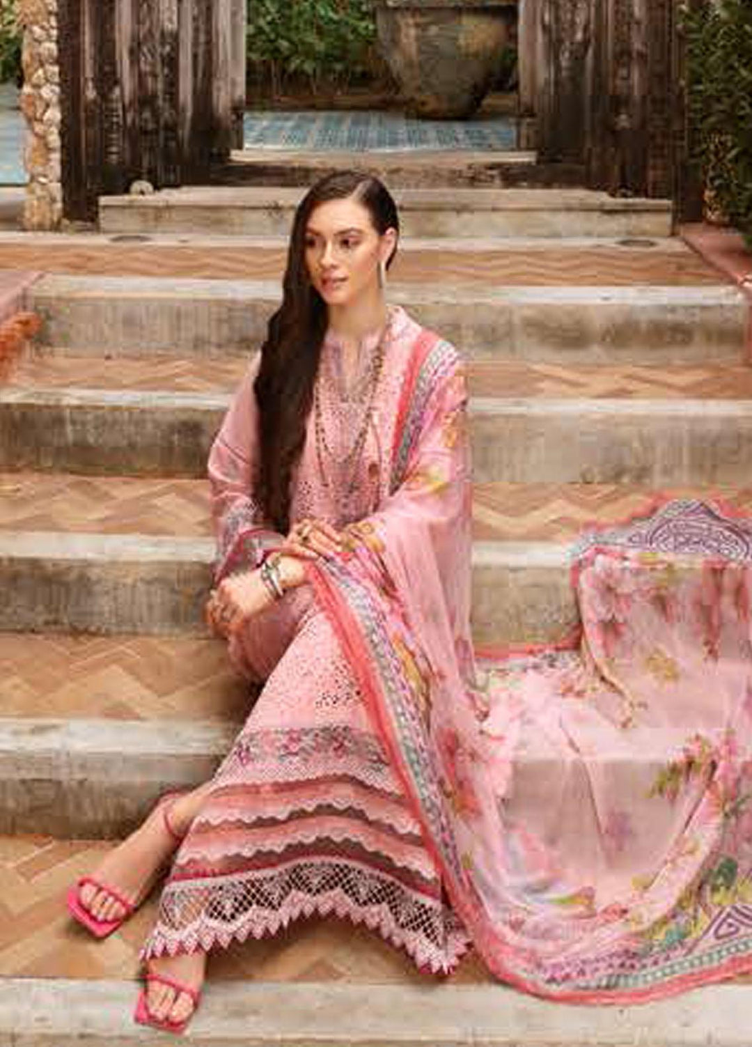 Noor By Saadia Asad Embroidered Chikankari Lawn Suits Unstitched 3 Piece NSA23LC D8-B - Luxury Lawn Collection