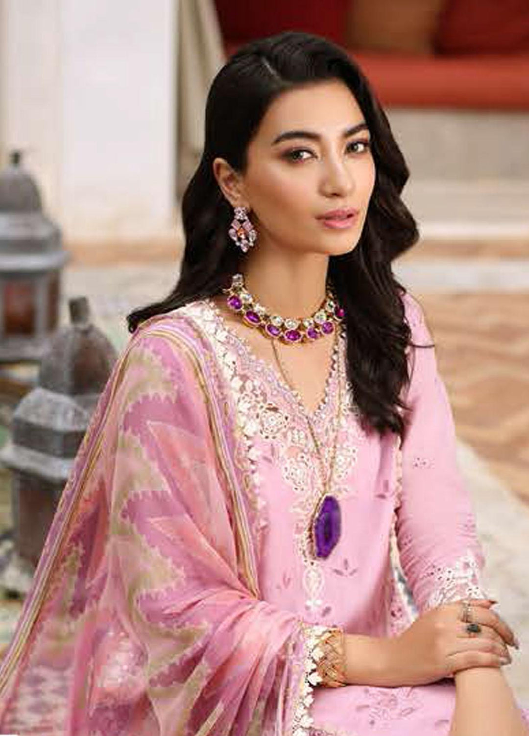 Noor By Saadia Asad Embroidered Chikankari Lawn Suits Unstitched 3 Piece NSA23LC D9-B - Luxury Lawn Collection