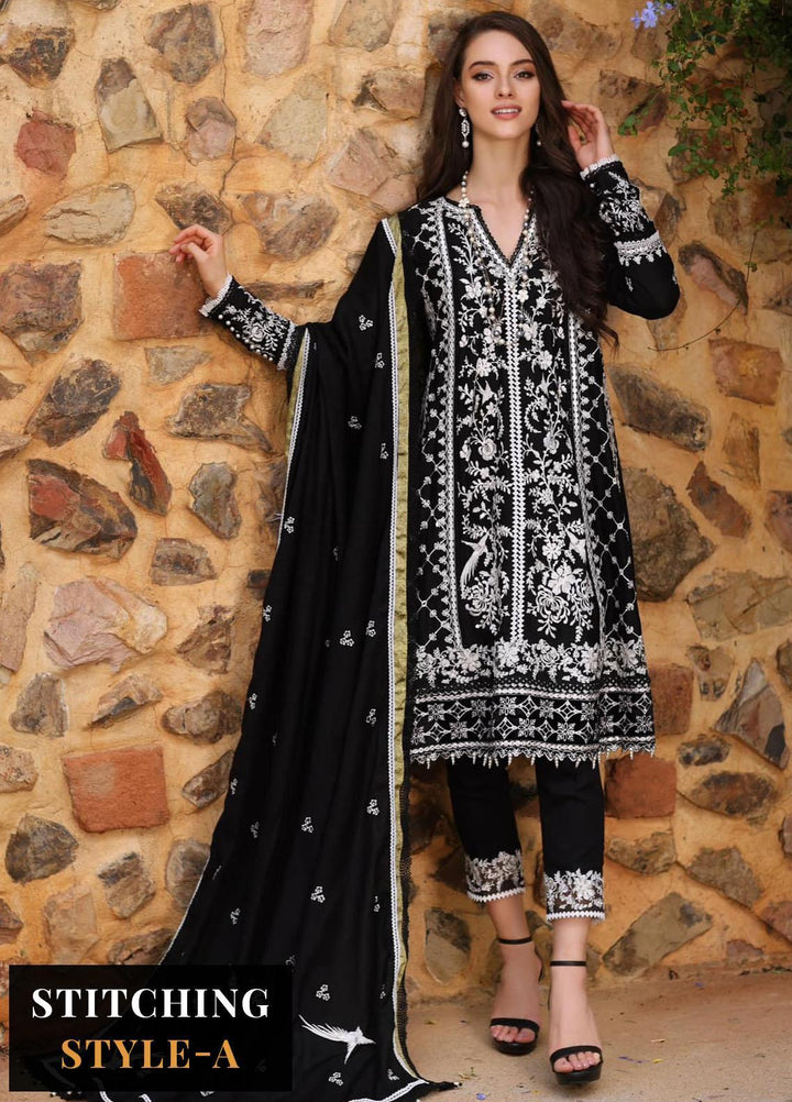 Noor By Saadia Asad Embroidered Linen Suits Unstitched 3 Piece NSA23WS D1 - Winter Collection