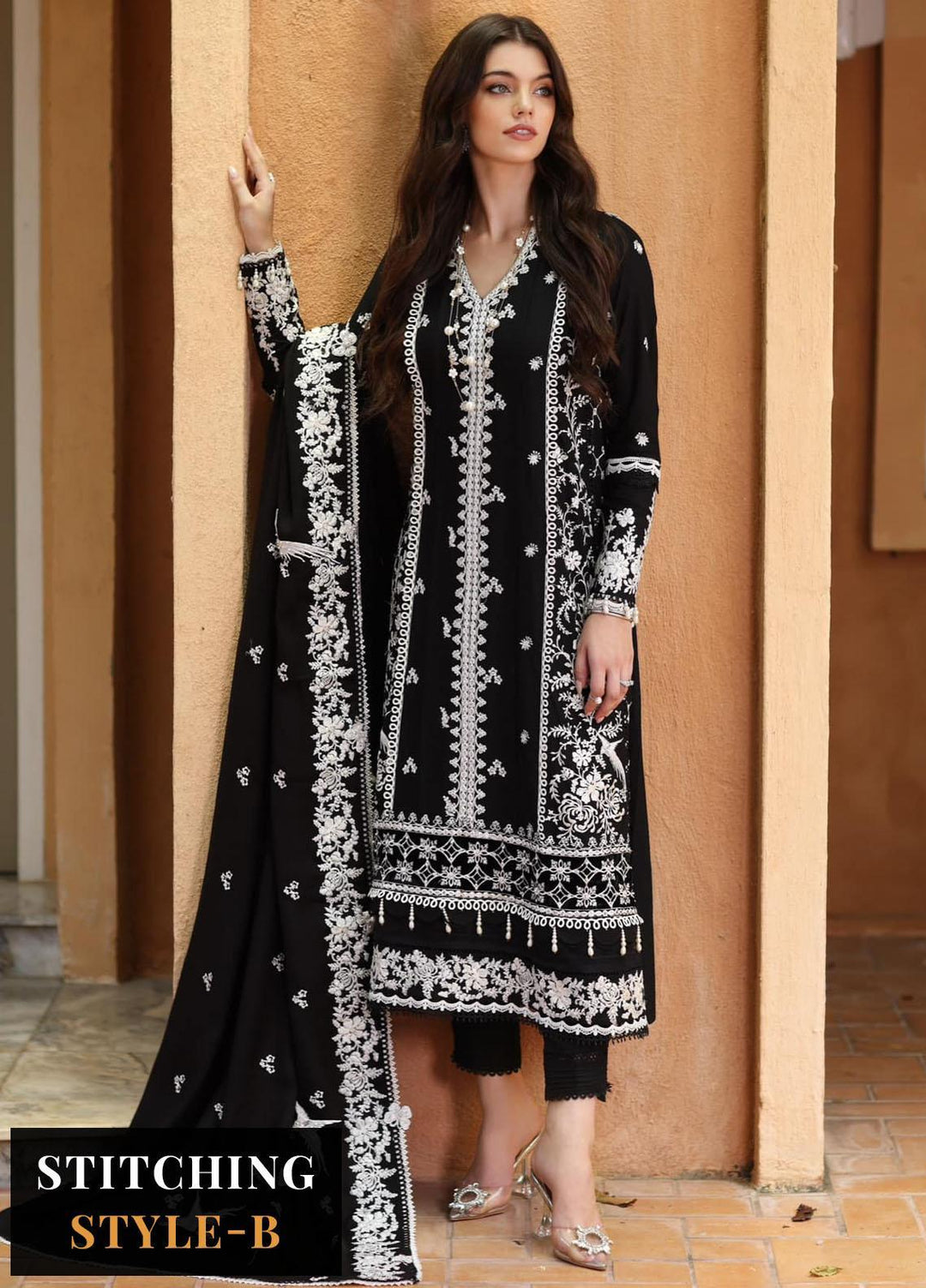 Noor By Saadia Asad Embroidered Linen Suits Unstitched 3 Piece NSA23WS D1 - Winter Collection