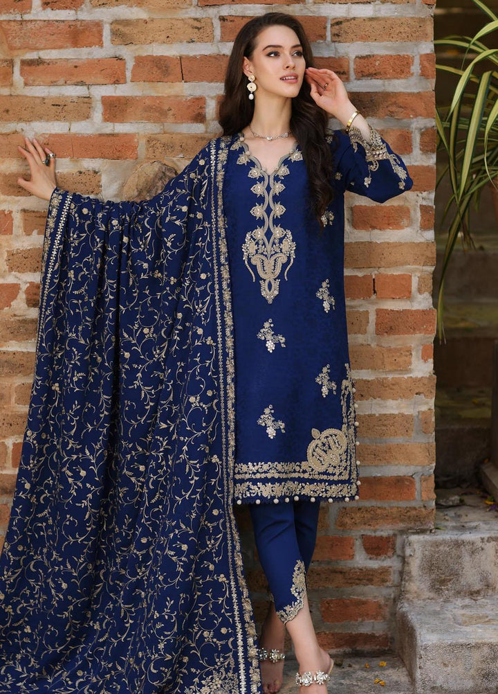 Noor By Saadia Asad Embroidered Linen Suits Unstitched 3 Piece NSA23WS D10 - Winter Collection