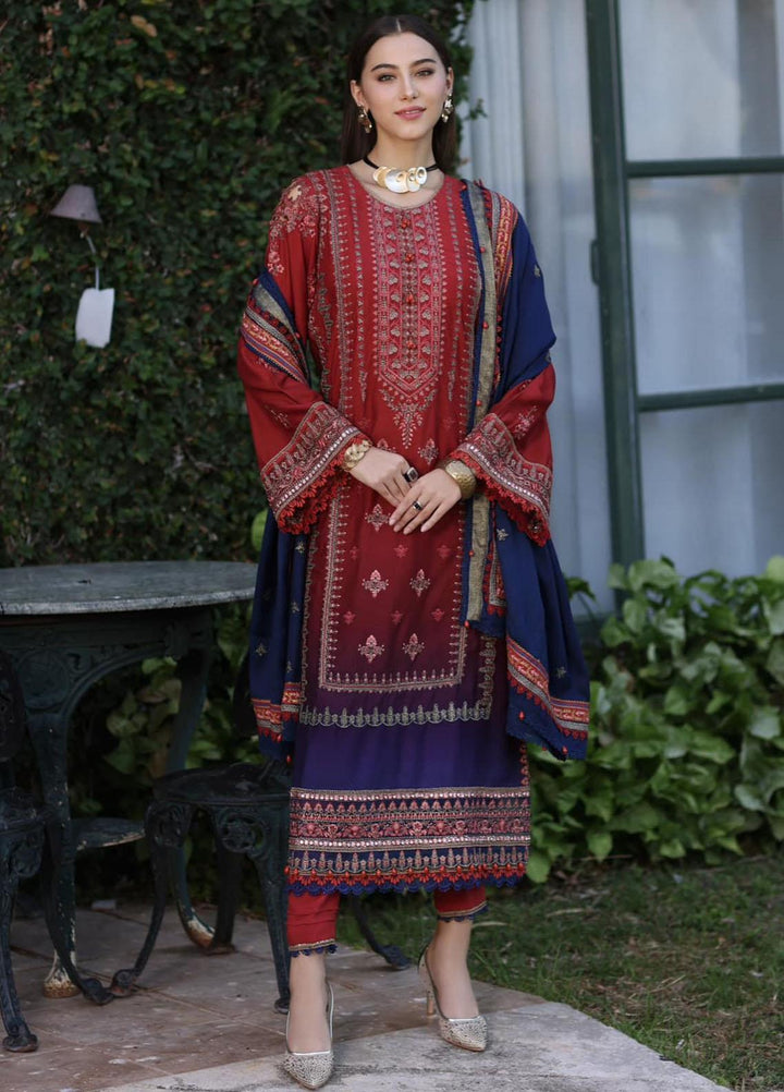 Noor By Saadia Asad Embroidered Linen Suits Unstitched 3 Piece NSA23WS D2 - Winter Collection