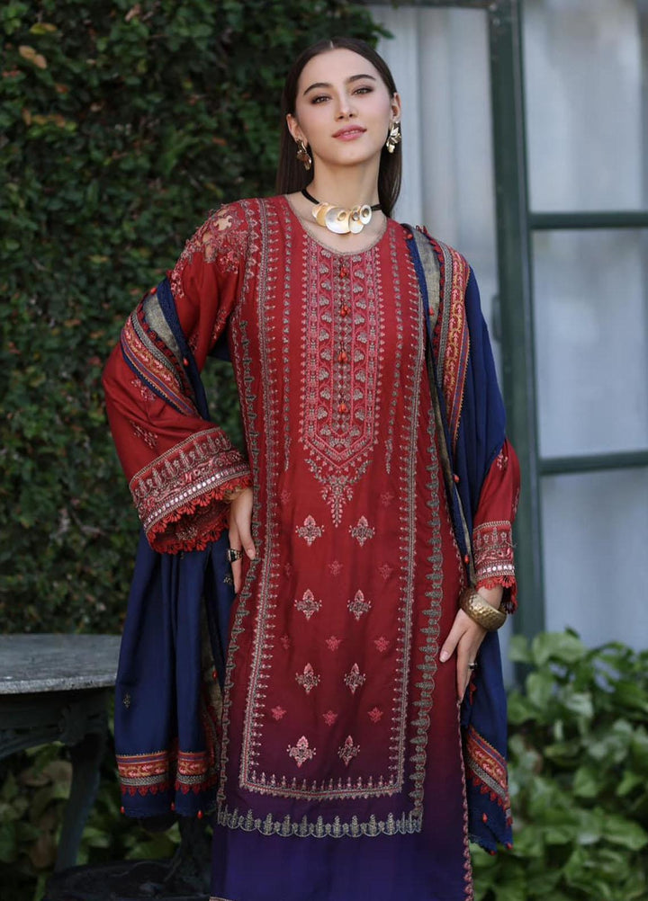 Noor By Saadia Asad Embroidered Linen Suits Unstitched 3 Piece NSA23WS D2 - Winter Collection
