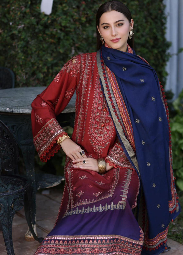 Noor By Saadia Asad Embroidered Linen Suits Unstitched 3 Piece NSA23WS D2 - Winter Collection